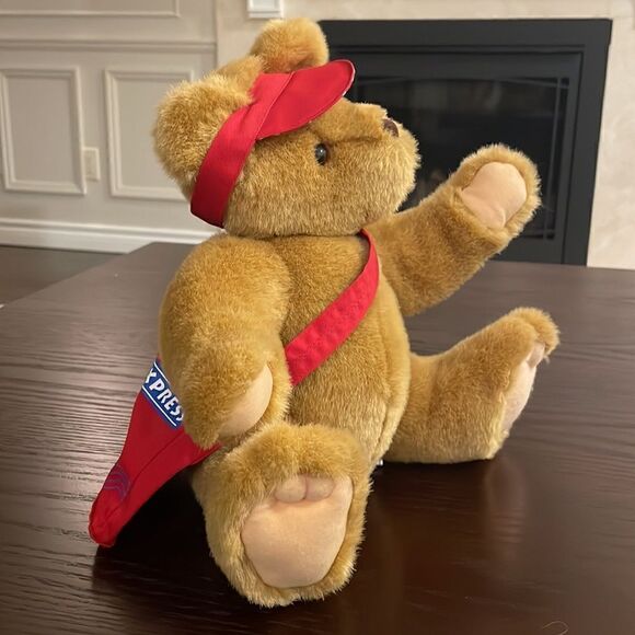 Hallmark Plush Bear Postbear Express Mail Brown Stuffed Animal Red Visor & Bag - Picture 5 of 9